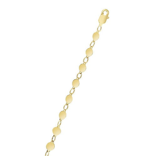 14K Yellow Gold Polished Circle Station Necklace