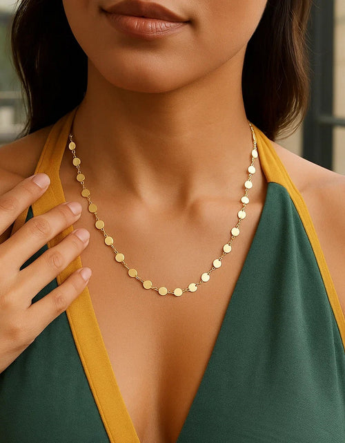 Load image into Gallery viewer, 14K Yellow Gold Polished Circle Station Necklace
