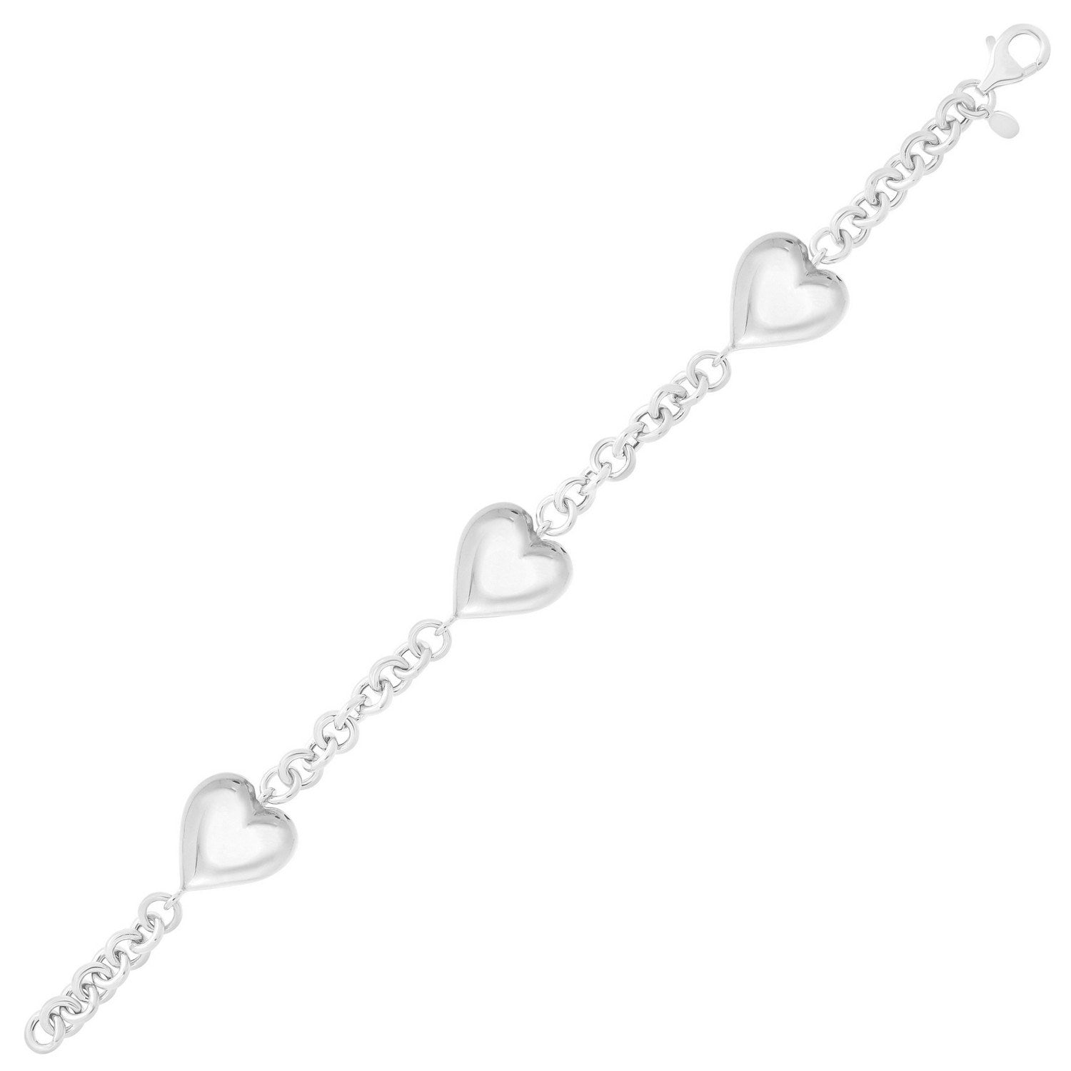 Sterling Silver Triple Heart Bracelet