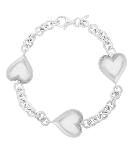 Sterling Silver Triple Heart Bracelet