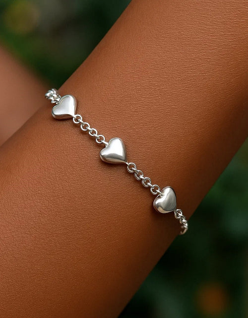 Load image into Gallery viewer, Sterling Silver Triple Heart Bracelet
