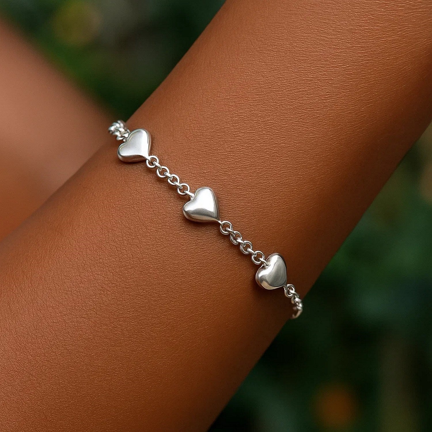 Sterling Silver Triple Heart Bracelet