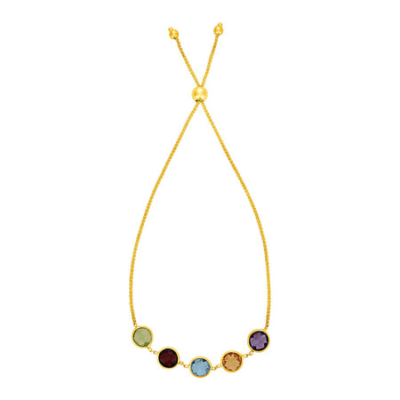 14K Yellow Gold Adjustable Multigemstone Bracelet