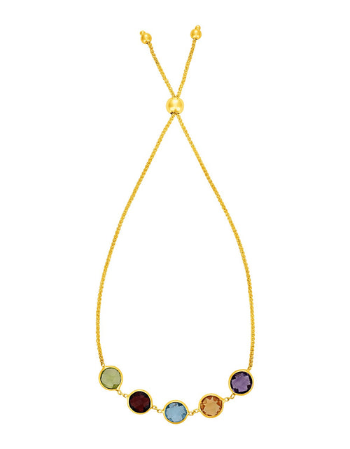 Load image into Gallery viewer, 14K Yellow Gold Adjustable Multigemstone Bracelet
