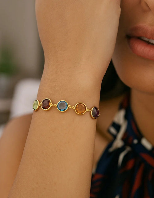 Load image into Gallery viewer, 14K Yellow Gold Multigemstone Adjustable Bracelet
