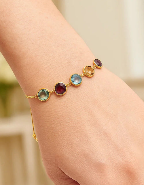 Load image into Gallery viewer, 14K Yellow Gold Multigemstone Adjustable Bracelet
