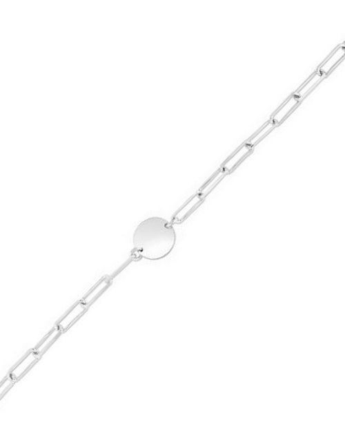 Load image into Gallery viewer, Sterling Silver Engravable Disc Paperclip Bracelet
