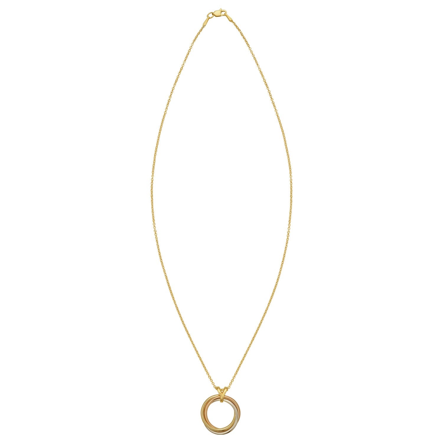 14K Tri-Color Gold Interlocking Circles Necklace 18 Inch