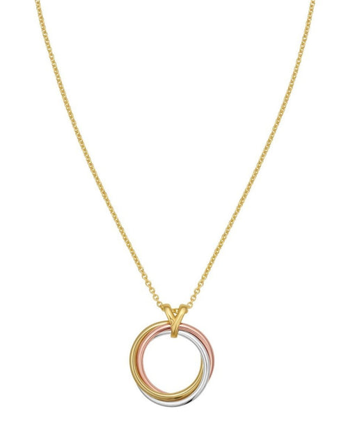 Load image into Gallery viewer, 14K Tri-Color Gold Interlocking Circles Necklace 18 Inch
