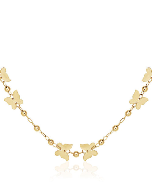 Load image into Gallery viewer, 14K Yellow Gold Polished Butterfly and Bead Necklace 18 in
