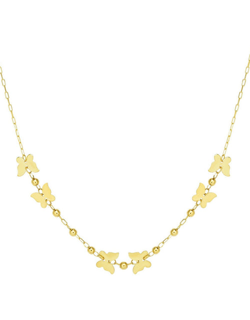 Load image into Gallery viewer, 14K Yellow Gold Polished Butterfly and Bead Necklace 18 in
