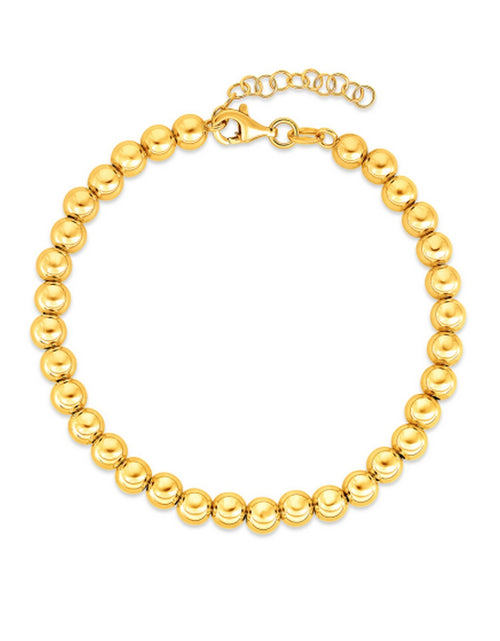 Load image into Gallery viewer, 14K Yellow Gold 4mm Polished Bead Bracelet, 8" Adjustable
