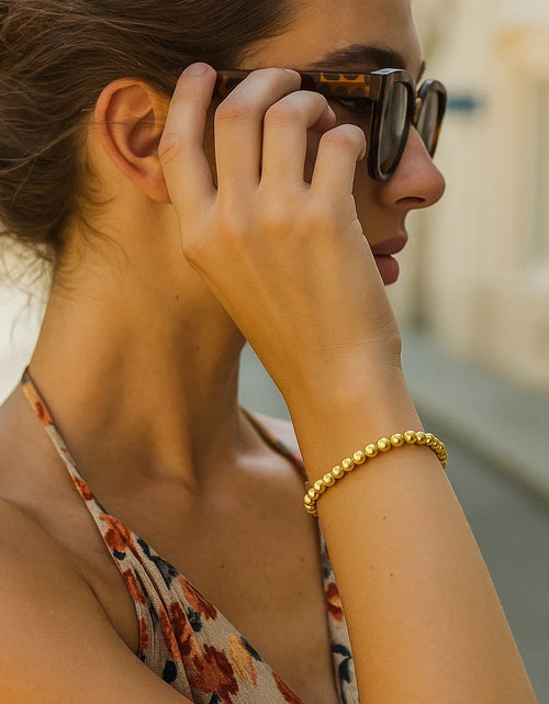 Load image into Gallery viewer, 14K Yellow Gold 4mm Polished Bead Bracelet, 8" Adjustable
