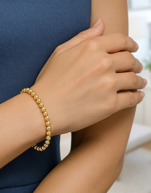 Load image into Gallery viewer, 14K Yellow Gold 4mm Polished Bead Bracelet, 8" Adjustable
