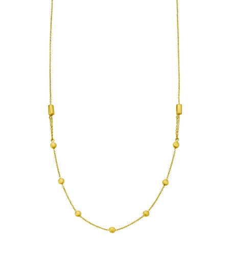 14K Yellow Gold Adjustable Bead Station Necklace