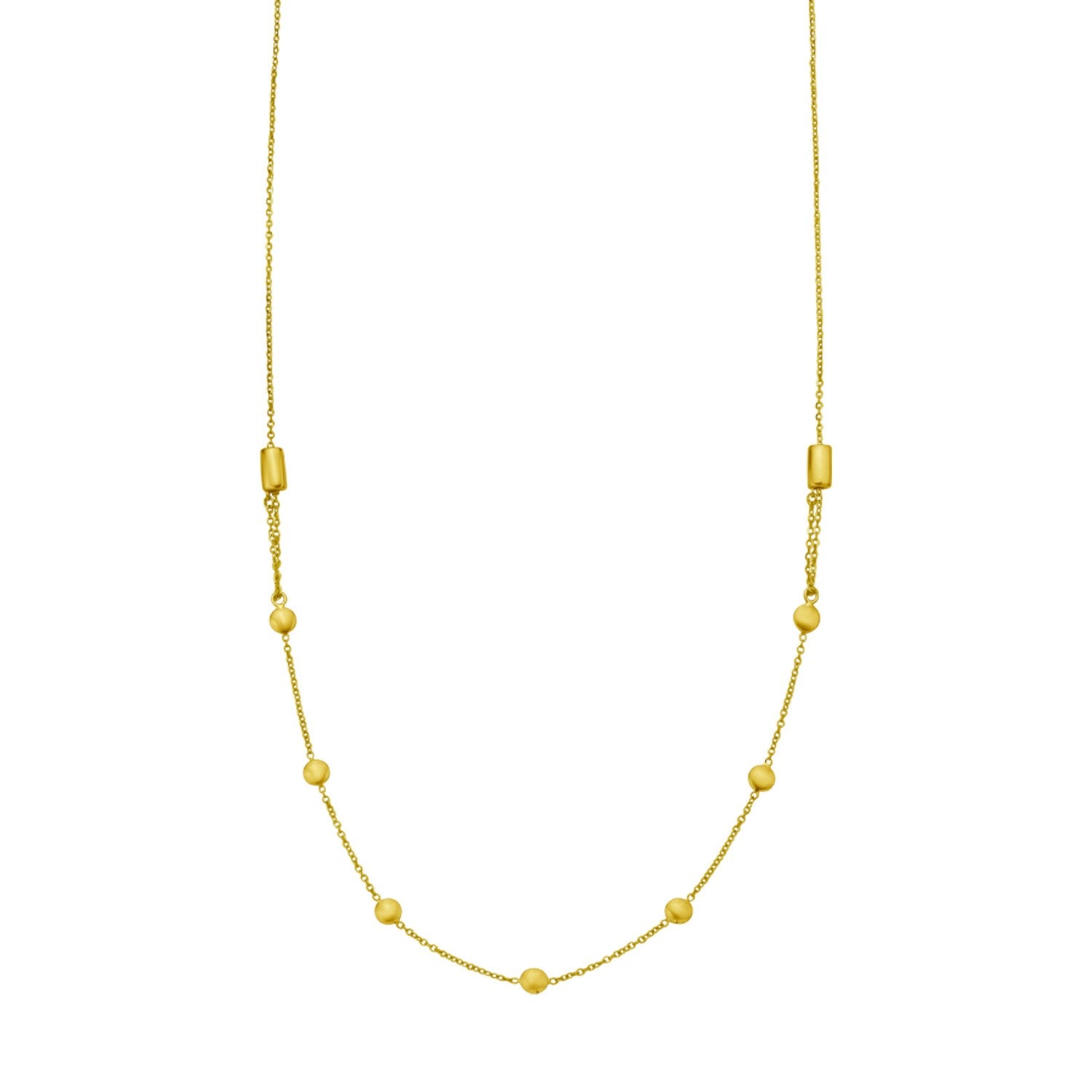 14K Yellow Gold Adjustable Bead Station Necklace