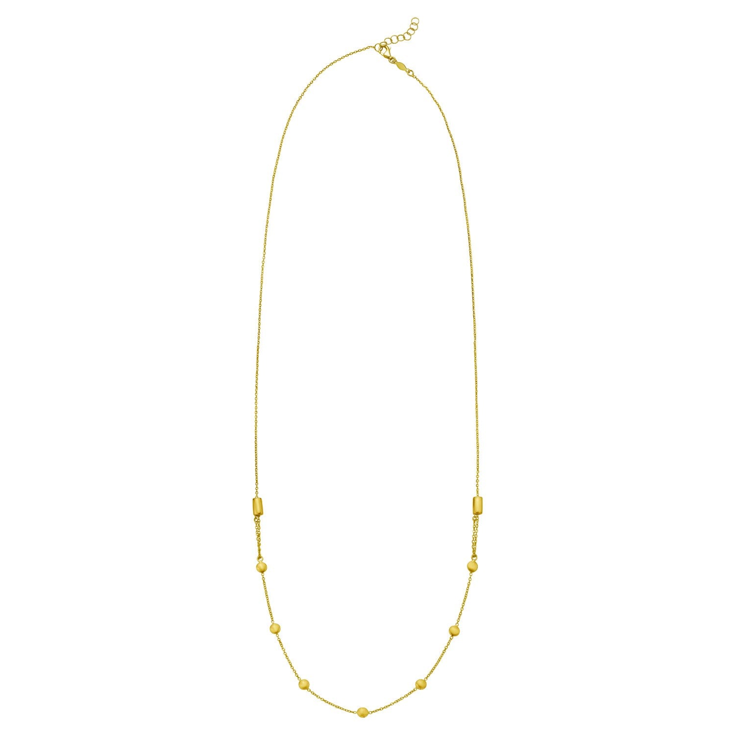 14K Yellow Gold Adjustable Bead Station Necklace