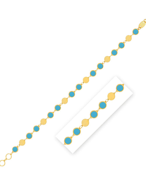 Load image into Gallery viewer, Turquoise Composite Gem Alternating Bracelet in 14K Yellow Gold (5.00 mm)
