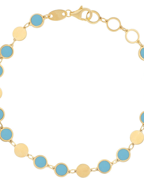Load image into Gallery viewer, Turquoise Composite Gem Alternating Bracelet in 14K Yellow Gold (5.00 mm)

