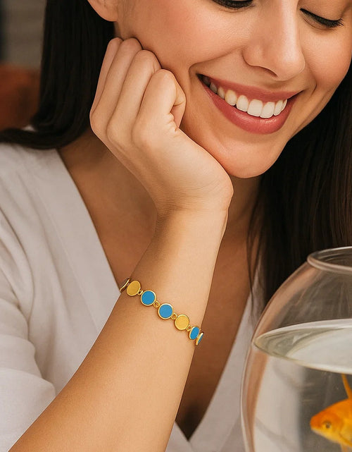Load image into Gallery viewer, Turquoise Composite Gem Alternating Bracelet in 14K Yellow Gold (5.00 mm)
