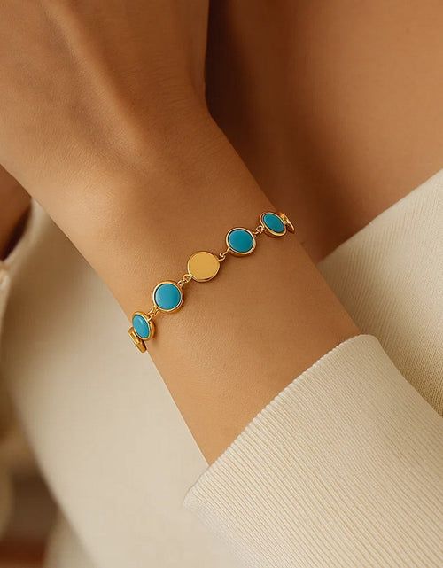 Load image into Gallery viewer, Turquoise Composite Gem Alternating Bracelet in 14K Yellow Gold (5.00 mm)
