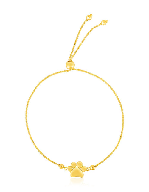 Load image into Gallery viewer, 14K Yellow Gold Adjustable Paw Print Bracelet, 9.25"
