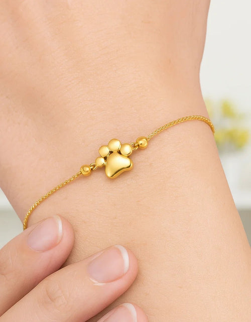 Load image into Gallery viewer, 14K Yellow Gold Adjustable Paw Print Bracelet, 9.25"
