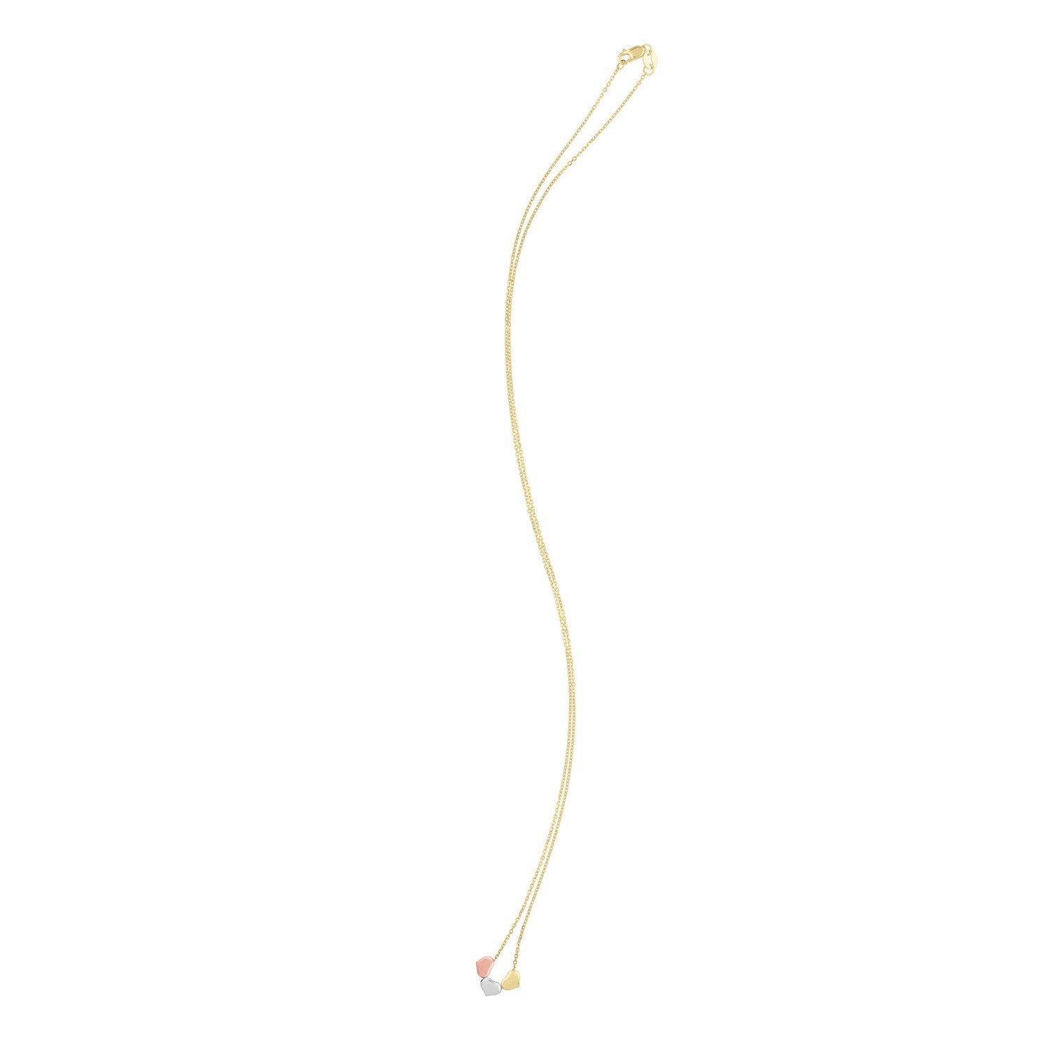 14K Tri-Color Gold Triple Heart Necklace