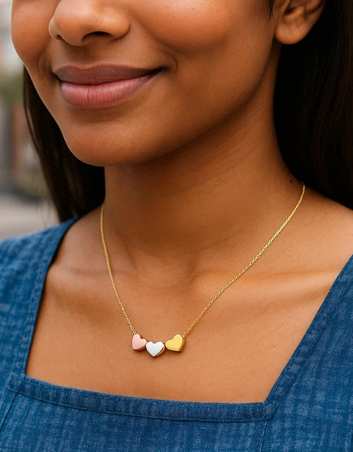 Load image into Gallery viewer, 14K Tri-Color Gold Triple Heart Necklace
