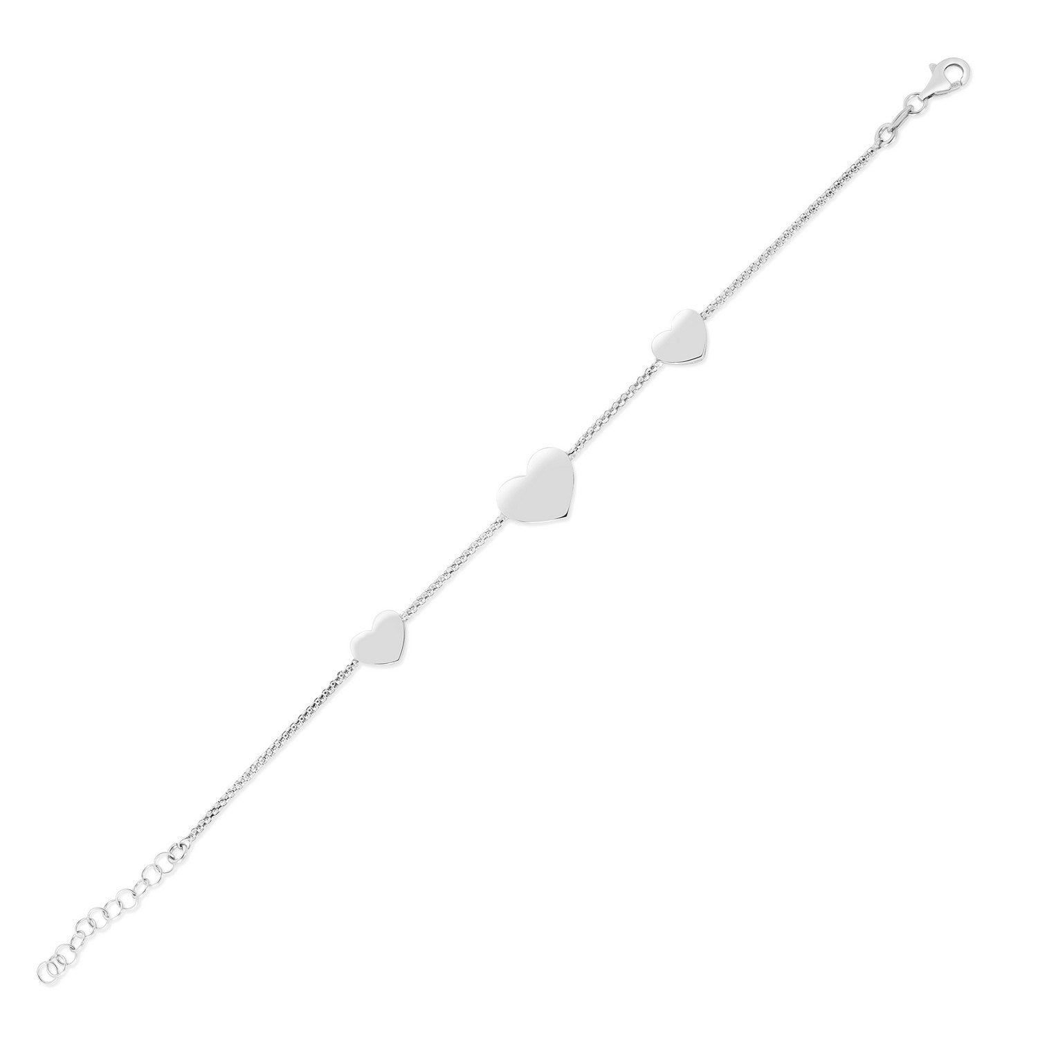 Sterling Silver Hearts Station Bracelet