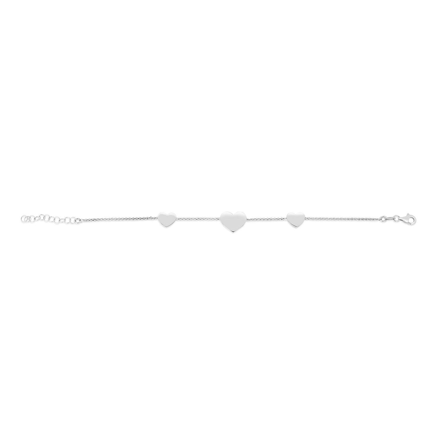Sterling Silver Hearts Station Bracelet