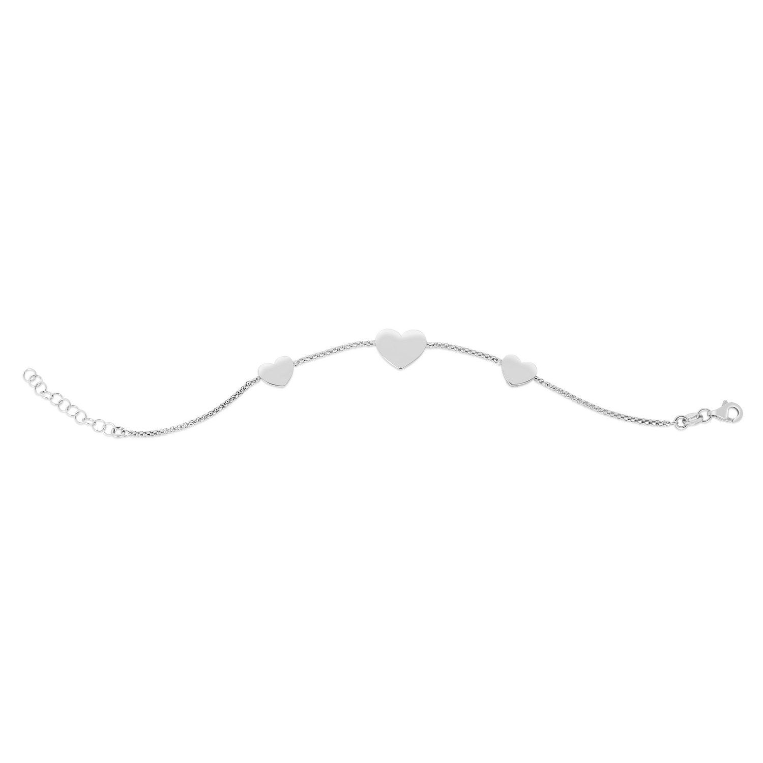 Sterling Silver Hearts Station Bracelet