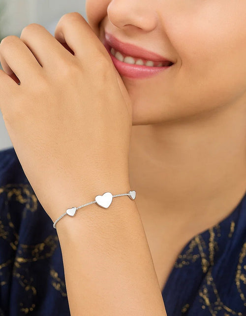 Load image into Gallery viewer, Sterling Silver Hearts Station Bracelet
