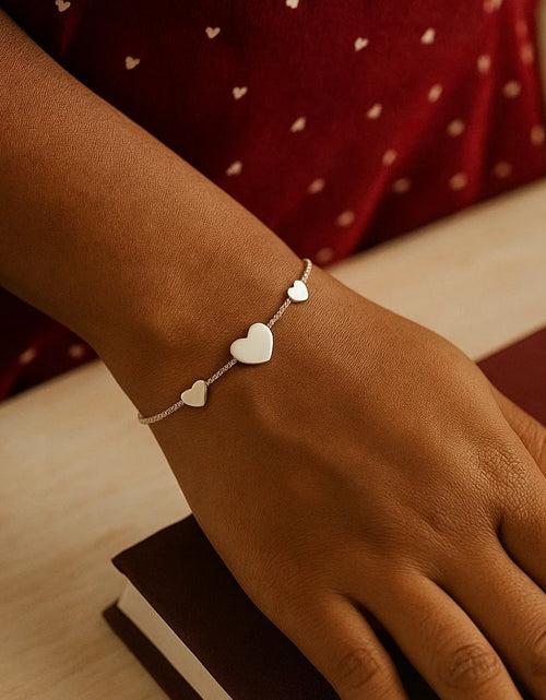 Load image into Gallery viewer, Sterling Silver Hearts Station Bracelet
