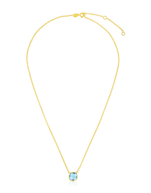 Load image into Gallery viewer, 14K Yellow Gold Cushion Blue Topaz Necklace
