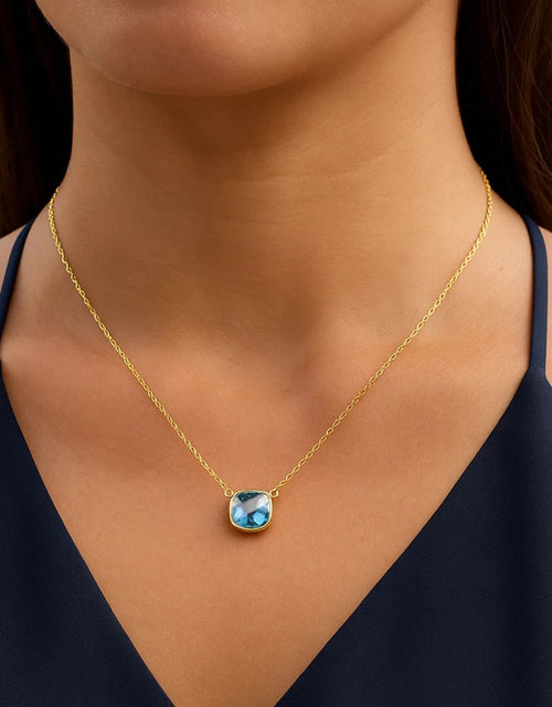 Load image into Gallery viewer, 14K Yellow Gold Cushion Blue Topaz Necklace
