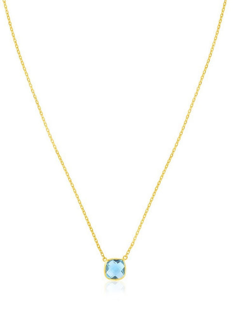 Load image into Gallery viewer, 14K Yellow Gold Cushion Blue Topaz Necklace
