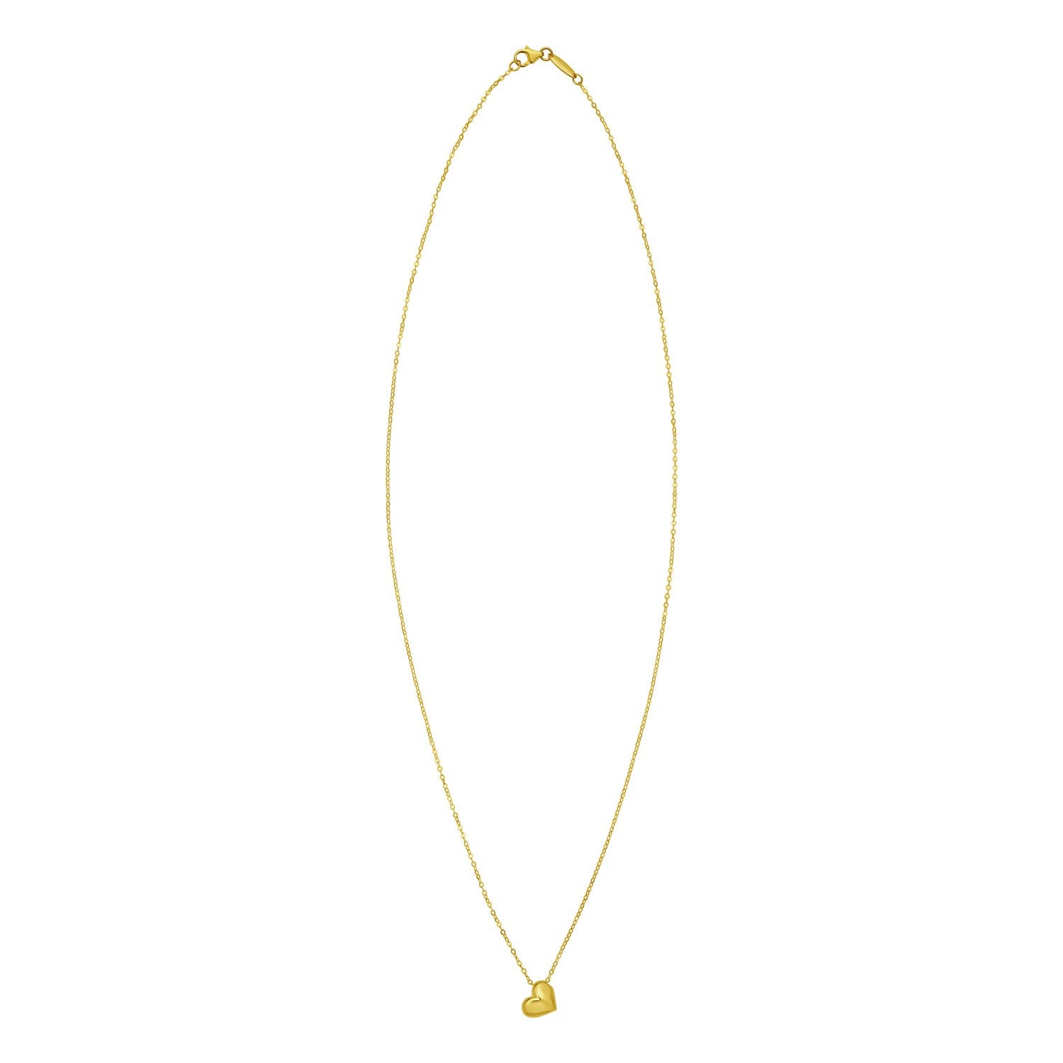 14K Yellow Gold Puffed Mini Heart Pendant Necklace 18 Inch