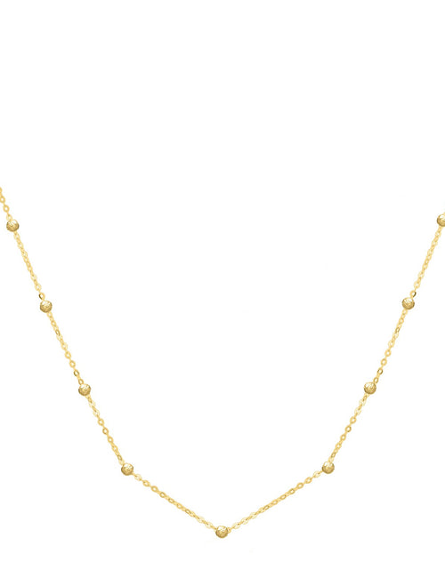 Load image into Gallery viewer, 14K Yellow Gold Textured Saturn Bead Station Necklace – 18 Inch
