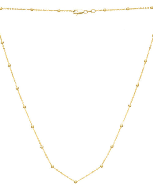 Load image into Gallery viewer, 14K Yellow Gold Textured Saturn Bead Station Necklace – 18 Inch
