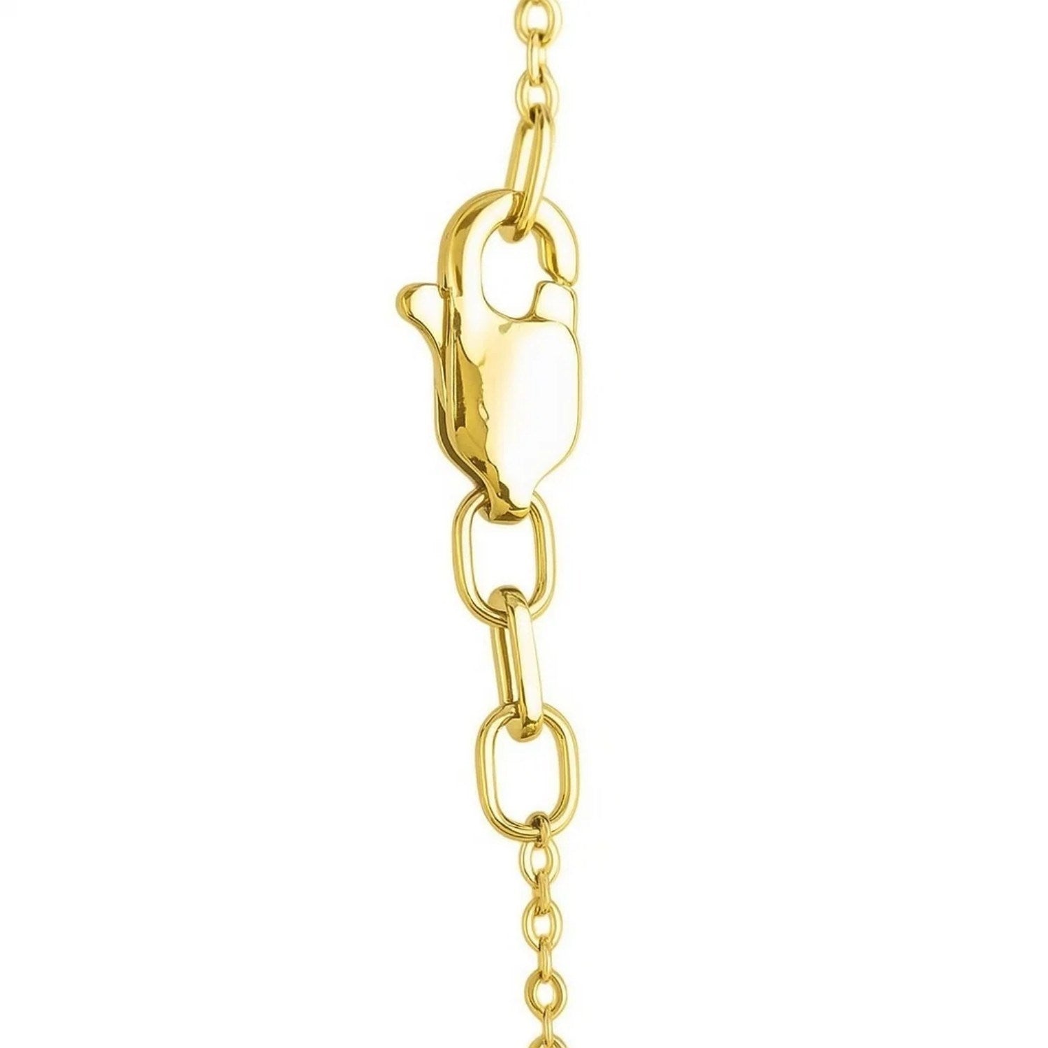 14K Yellow Gold Textured Saturn Bead Station Necklace – 18 Inch