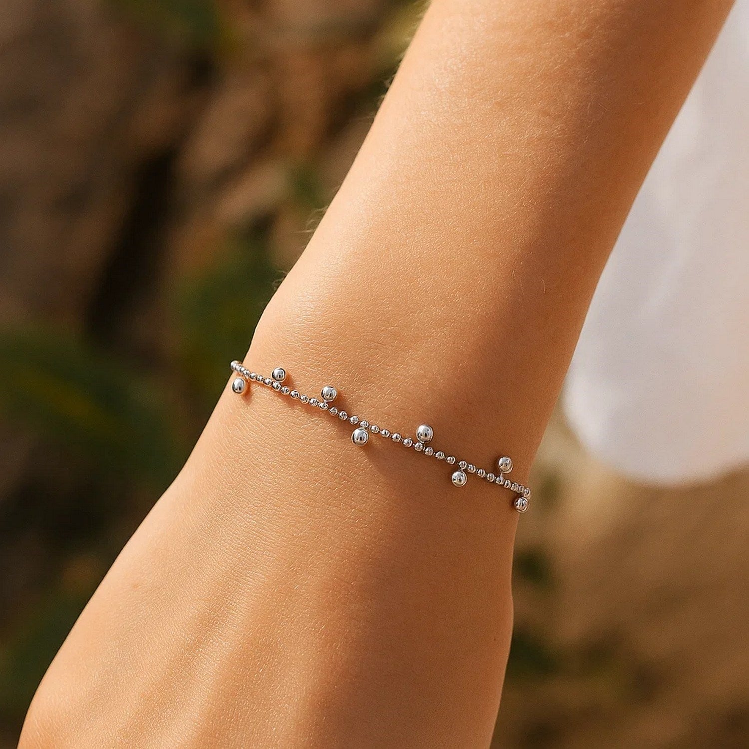 Sterling Silver Drop Bead Bracelet