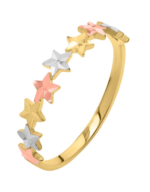 Load image into Gallery viewer, 10K Tri-Color Gold Diamond-Cut Star Ring

