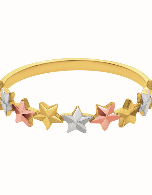 Load image into Gallery viewer, 10K Tri-Color Gold Diamond-Cut Star Ring
