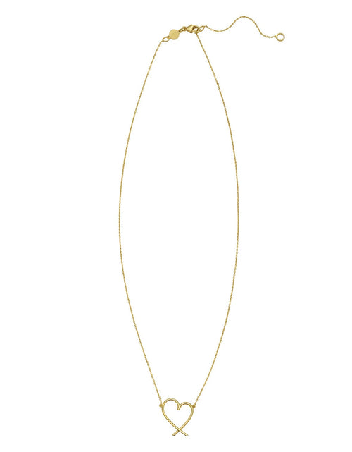 Load image into Gallery viewer, 14K Yellow Gold Open Heart Necklace Adjustable 16–18 Inch
