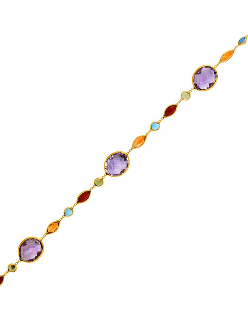 Load image into Gallery viewer, 14k Yellow Gold Bracelet with Multi-Colored Stones (1.00 mm)
