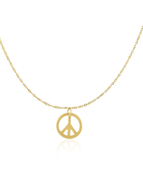 Load image into Gallery viewer, 14K Yellow Gold Peace Symbol Pendant Necklace 17 Inch
