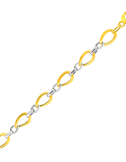 Load image into Gallery viewer, 14K Two Tone Gold Twisted Oval Link Bracelet, 7.75"

