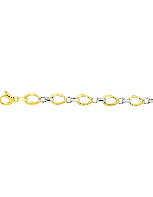 Load image into Gallery viewer, 14K Two Tone Gold Twisted Oval Link Bracelet, 7.75"
