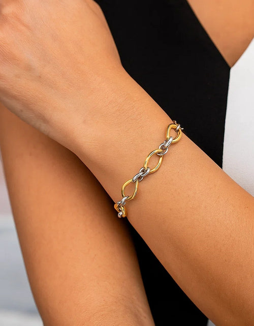 Load image into Gallery viewer, 14K Two Tone Gold Twisted Oval Link Bracelet, 7.75"
